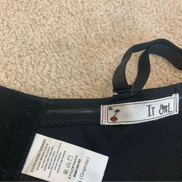 BLACK faux pearl chrome rhinestone embellished bustier corset crop top Sz L - Picture 8 of 11